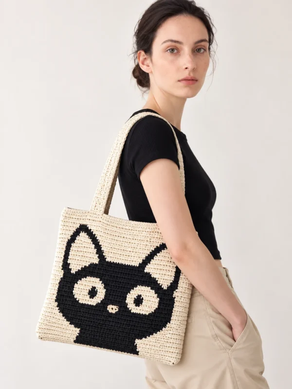 CAT TOTE BAG CROCHET PATTERN – DIGITAL PDF