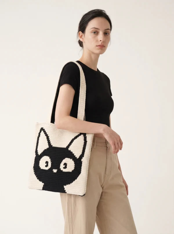 CAT TOTE BAG CROCHET PATTERN – DIGITAL PDF