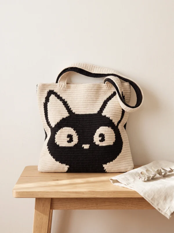 CAT TOTE BAG CROCHET PATTERN – DIGITAL PDF