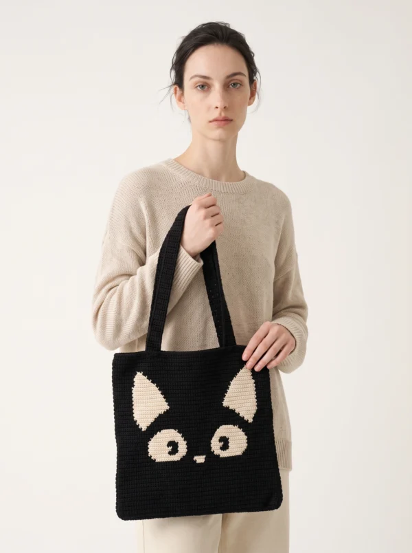 CAT TOTE BAG CROCHET PATTERN – DIGITAL PDF