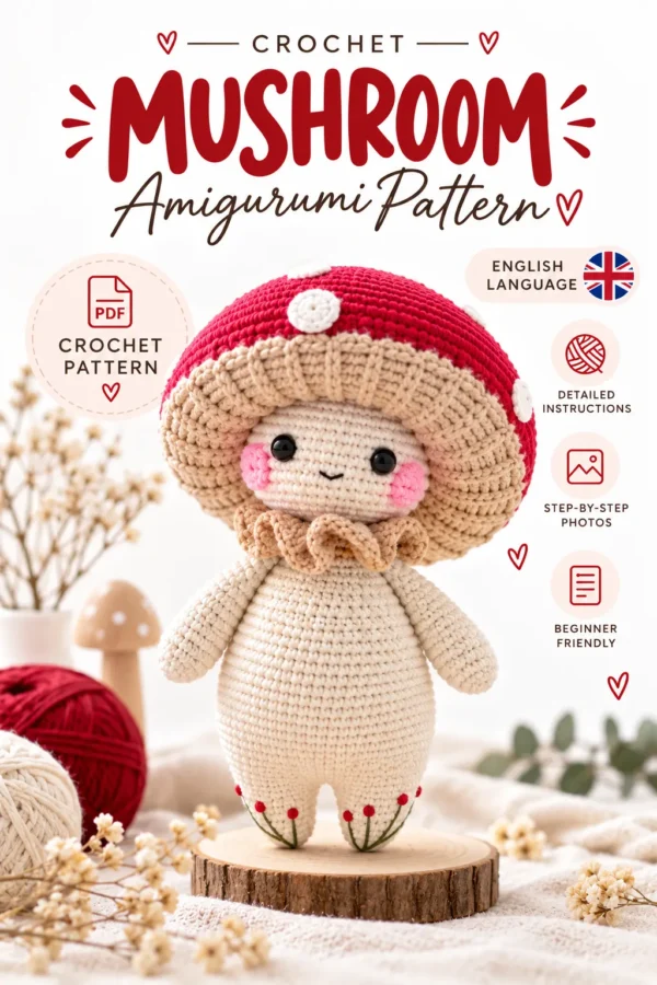 MUSHROOM AMIGURUMI CROCHET PATTERN – PDF DOWNLOAD