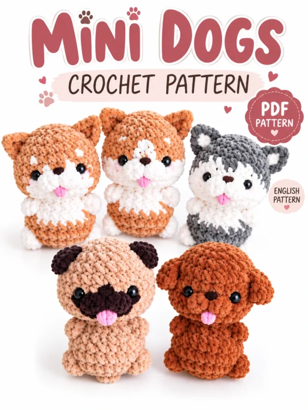 MINI DOGS CROCHET PATTERN – DIGITAL PDF